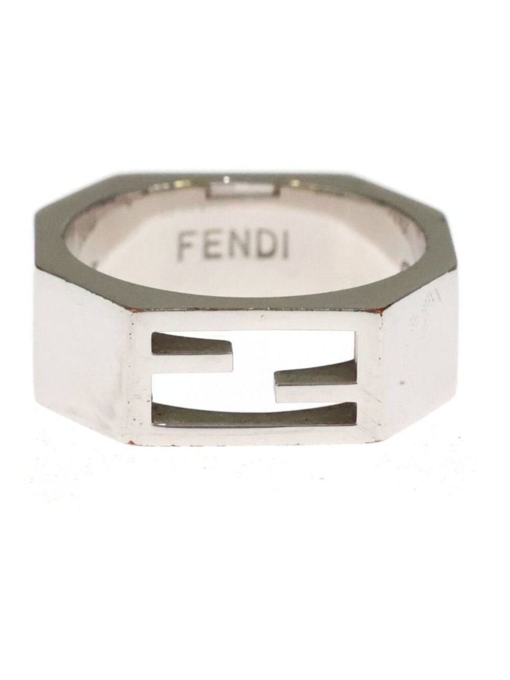 Fendi Baguette Logo Ring Silver